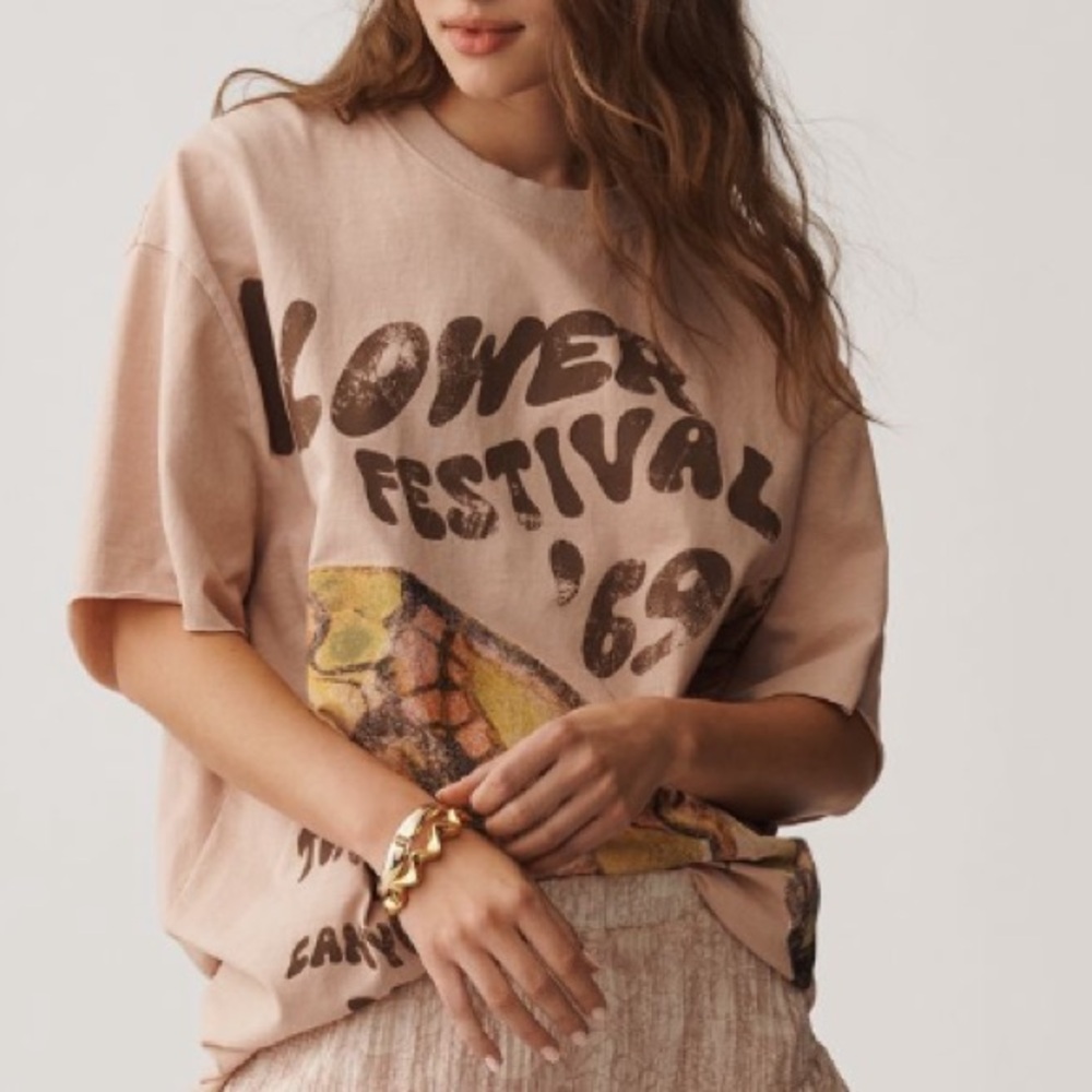 ANTHROPOLOGIE➕NWT Oversized Flower Festival Graphic Tee
